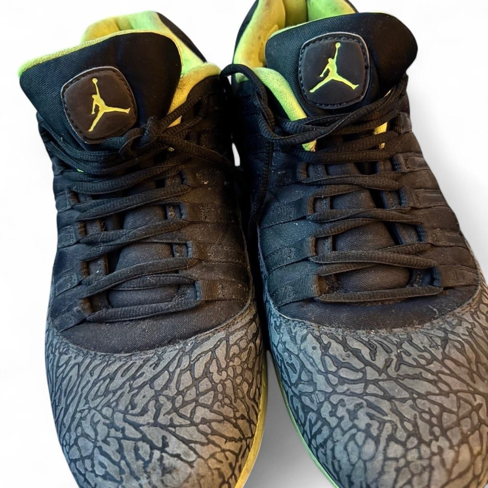 Jordan Black and Green Sneakers with Elephant Print